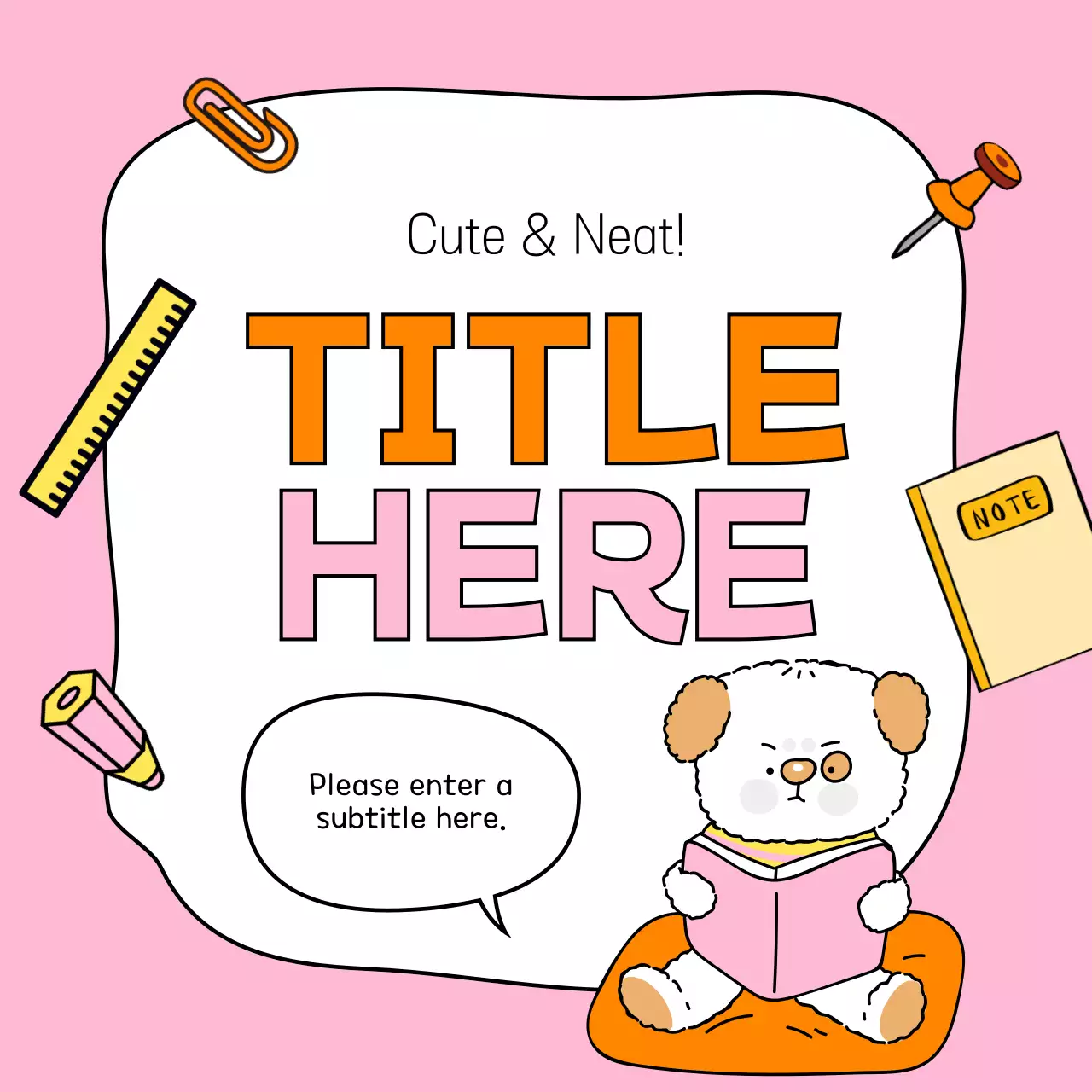 Cute title frame cover in orange and pink
