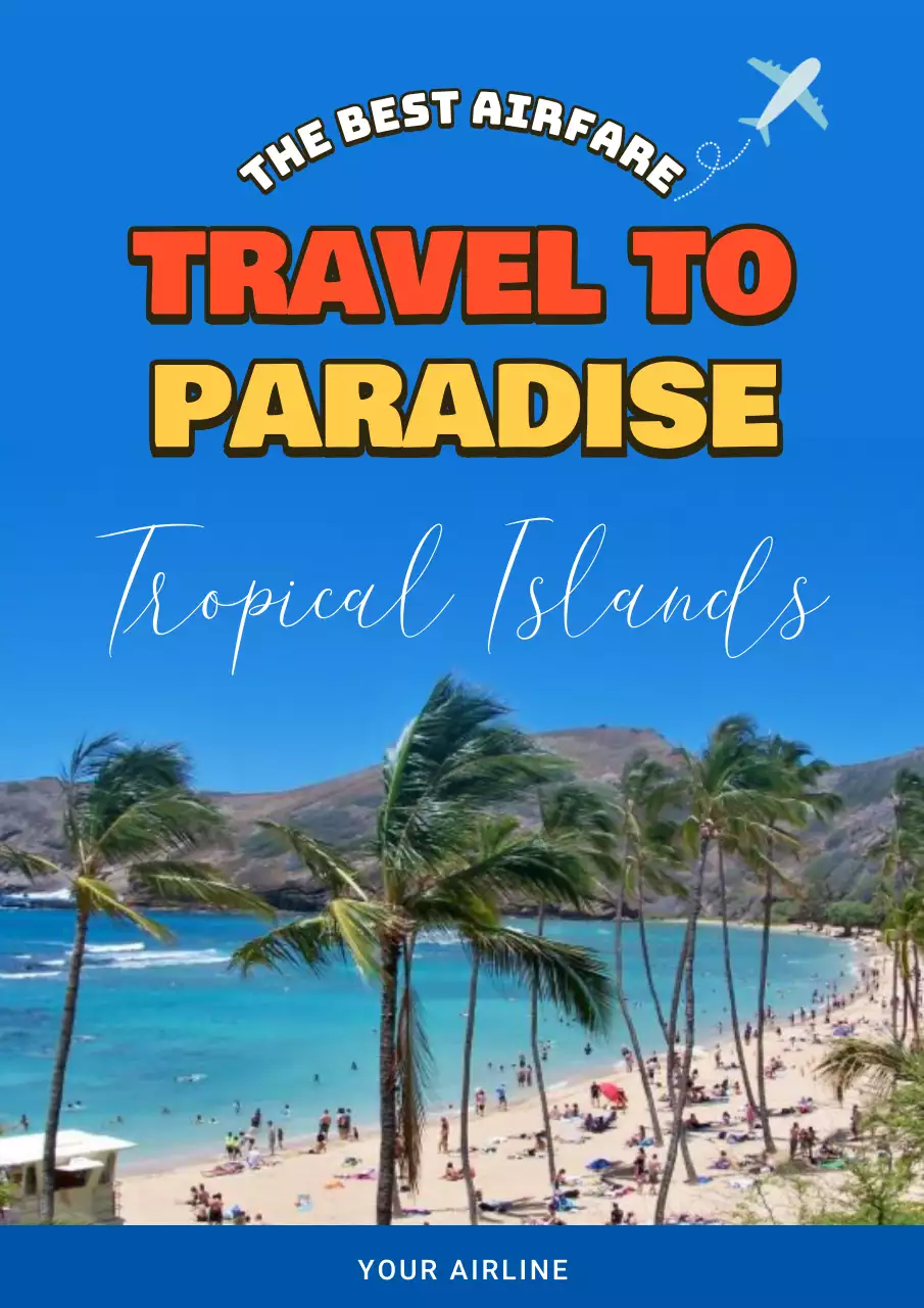 Blue Tropical Travel Promotion Poster