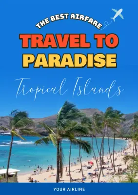 Blue Tropical Travel Promotion Poster