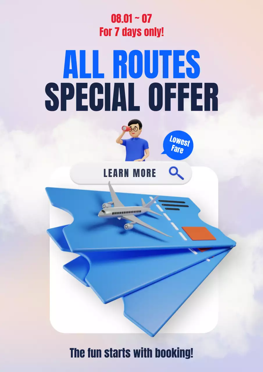 Blue Trendy Travel Promotion Poster
