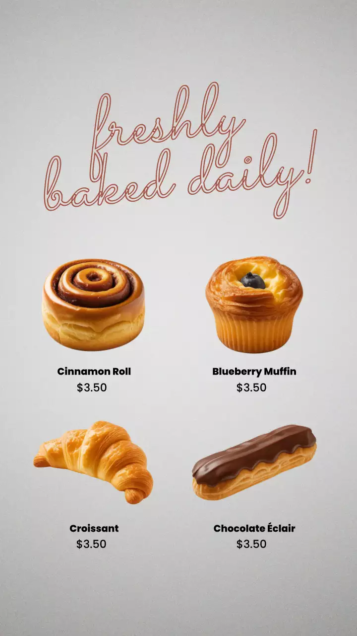 Modern Bakery Menu Favorites Instagram Story