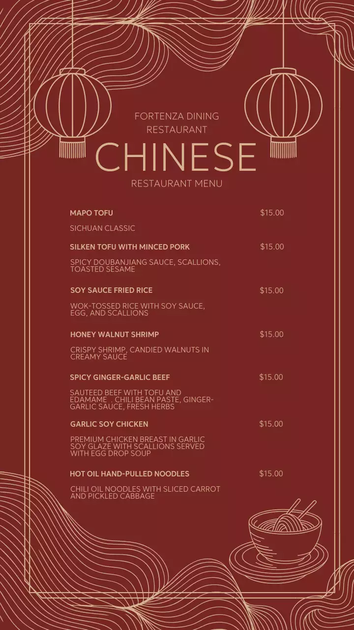 Red Traditional Chinese Menu Instagram Story