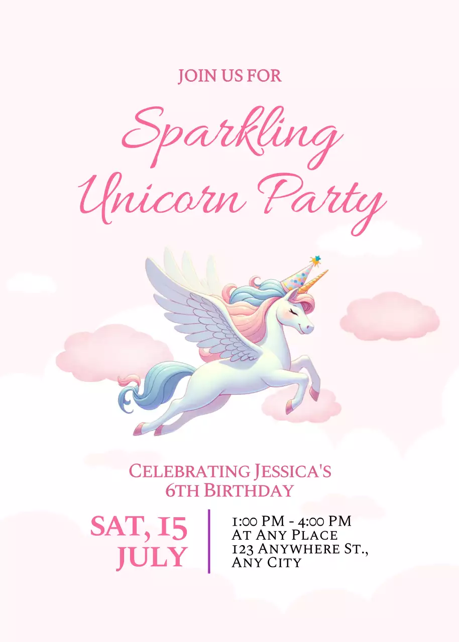 Poster mời sinh nhật màu hồng kỳ quặc