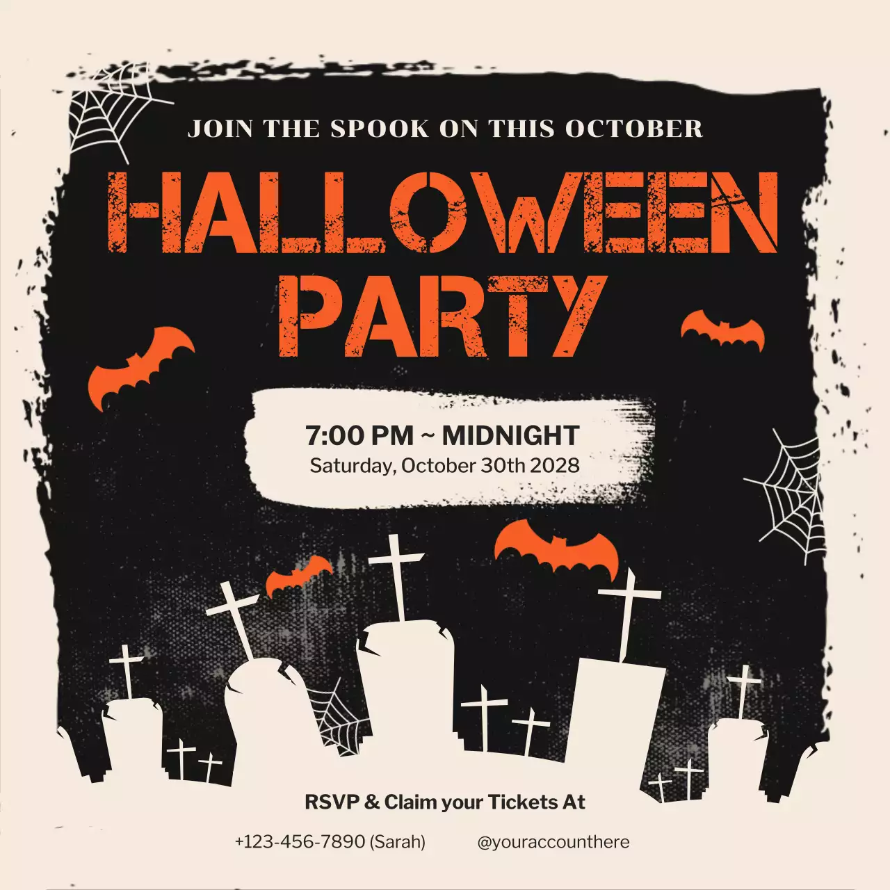 Orange Gothic Halloween Invitation Social Media Post