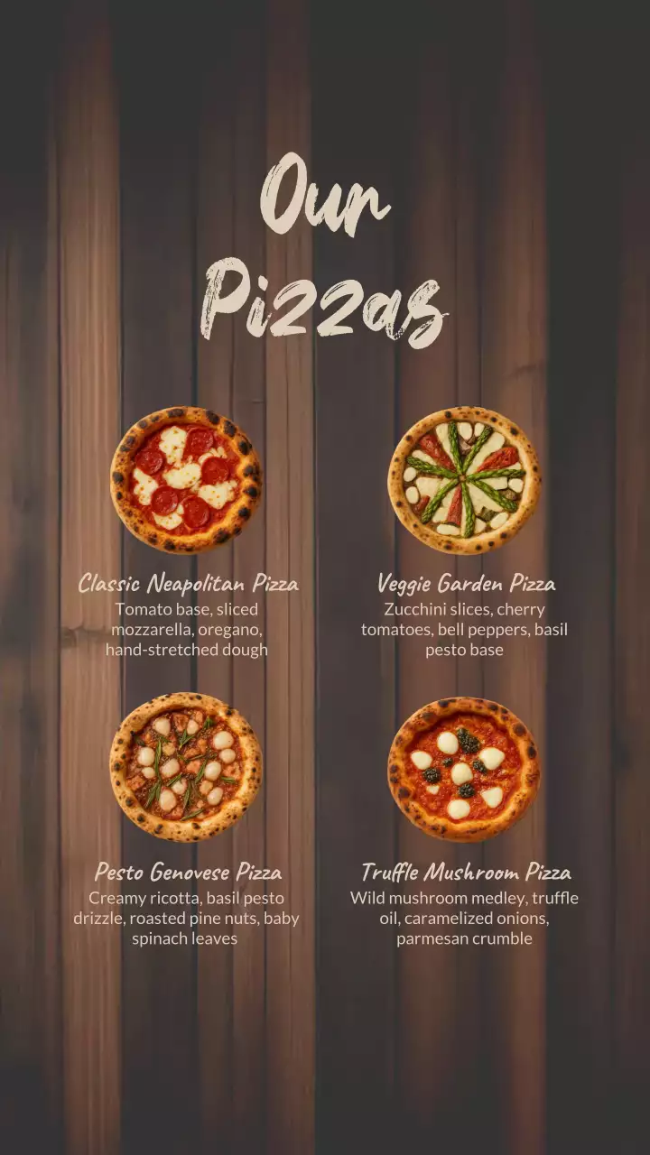 Wood Rustic Pizza Menu Design Instagram Post
