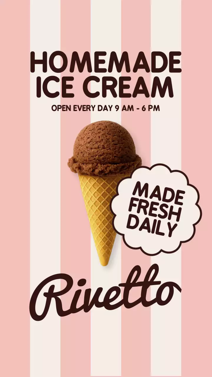 Promoção de Sorvete Retro Rosa