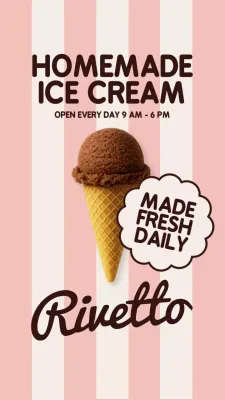 Promoção de Sorvete Retro Rosa