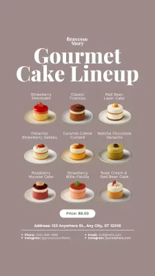 Brown Elegant Cake Menu