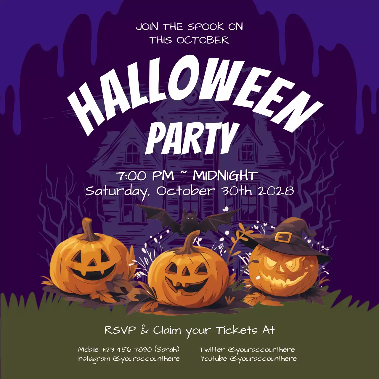Purple Spooky Halloween Event Social Media Post