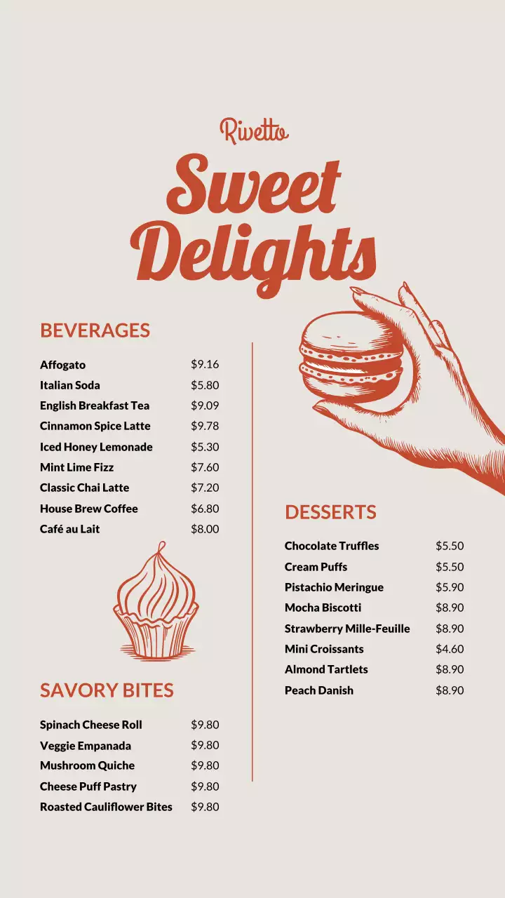 Beige and Red Vintage Cafe Menu