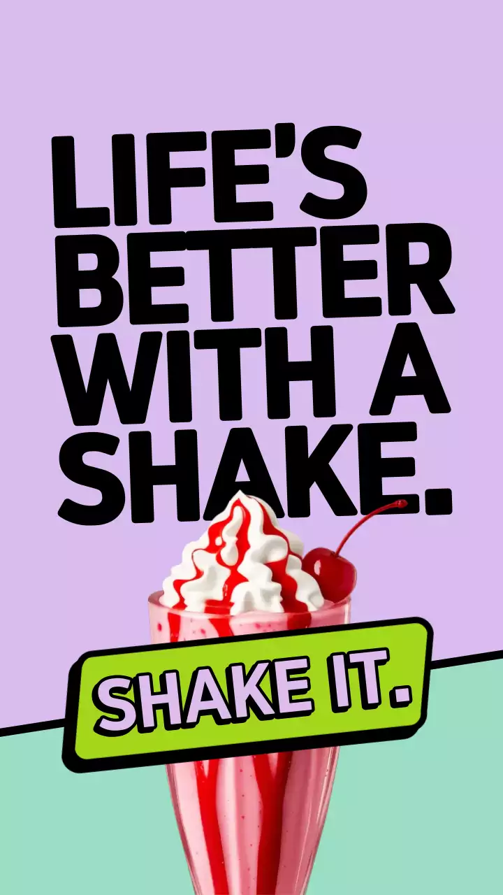 Anúncio de Milkshake Retro Roxo e Verde