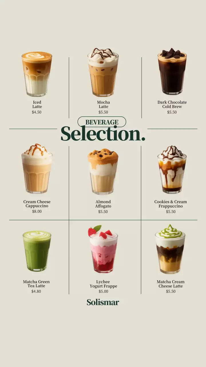 Beige Modern Beverage Menu