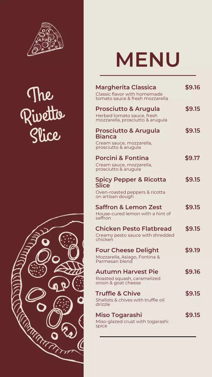 Brown Rustic Pizza Menu Instagram Post