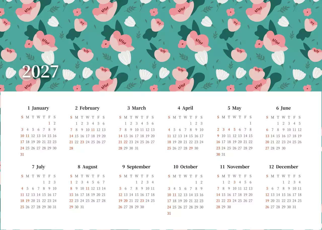 カラフルで高級感のあるフラワーカレンダー