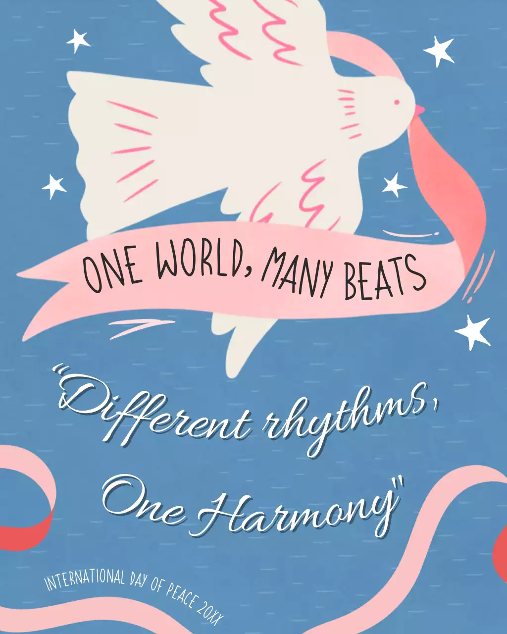 Blue and Pink Illustrative Modern International Peace Day Instagram Post