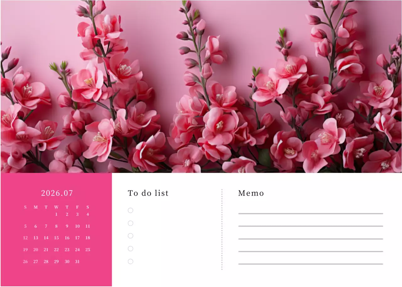 カラフルで高級感のあるフラワーカレンダー