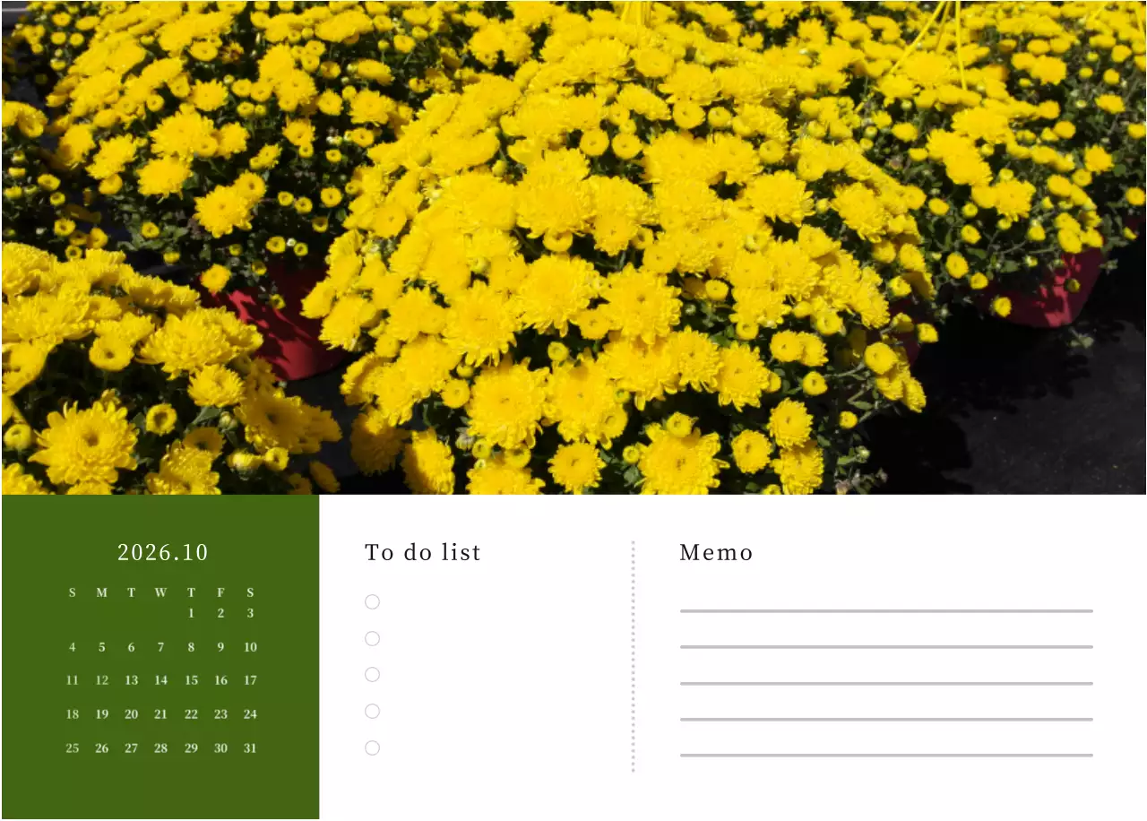 カラフルで高級感のあるフラワーカレンダー