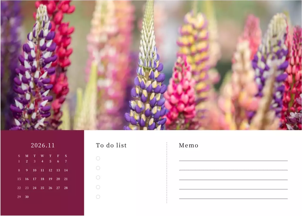 カラフルで高級感のあるフラワーカレンダー