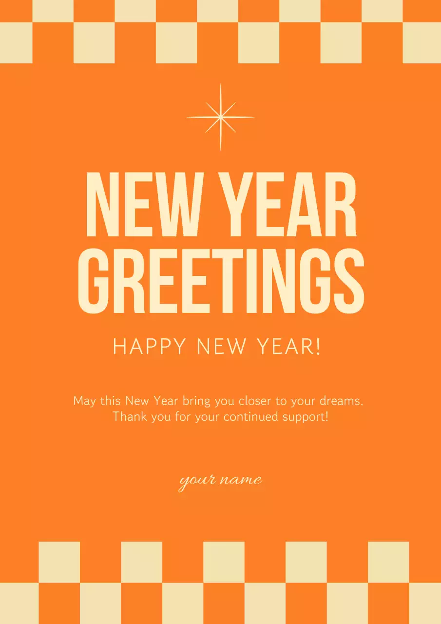 Orange Classic New Year Greeting Poster