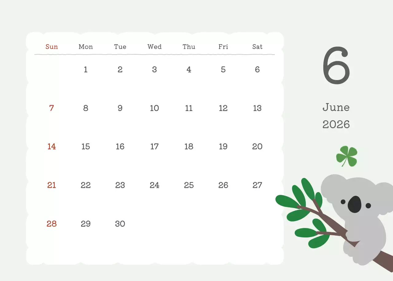 カラフルでかわいいイラストカレンダー
