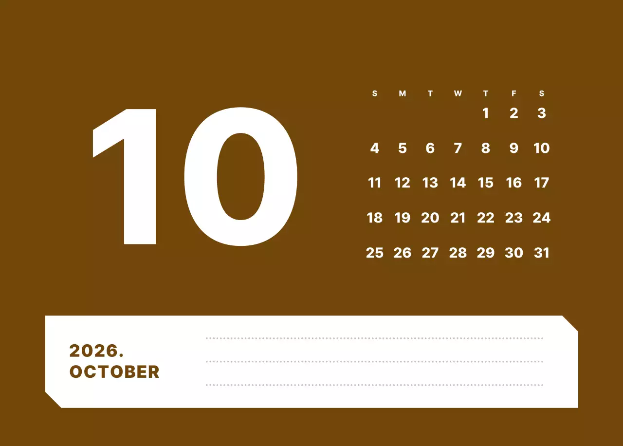 カラフルでシンプルな数字カレンダー