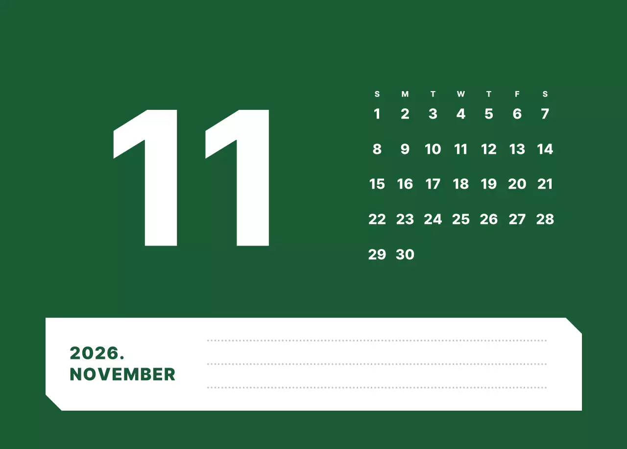 カラフルでシンプルな数字カレンダー