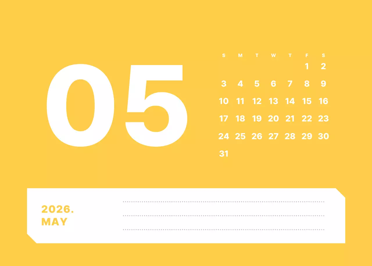 カラフルでシンプルな数字カレンダー