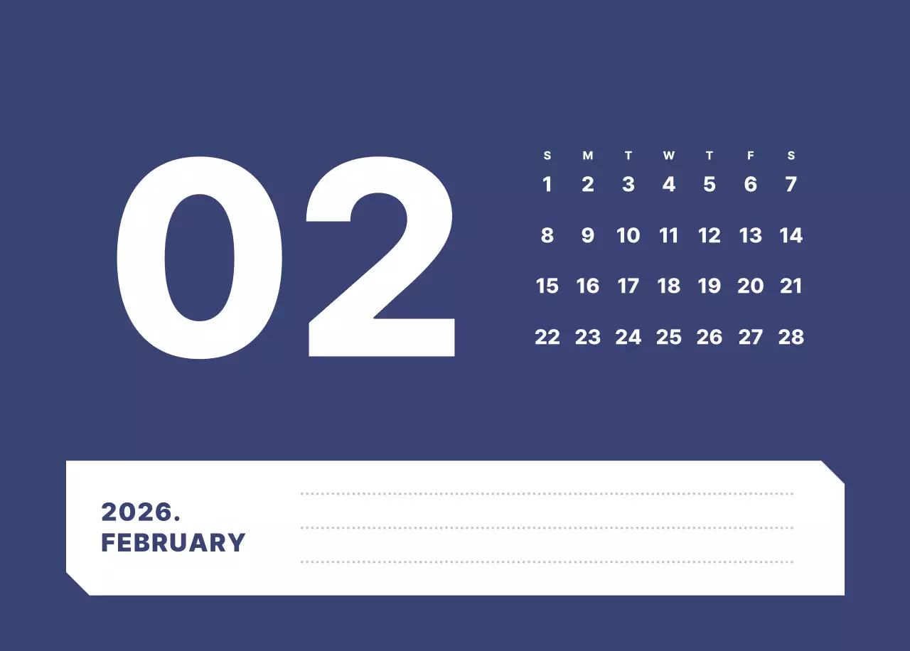 カラフルでシンプルな数字カレンダー