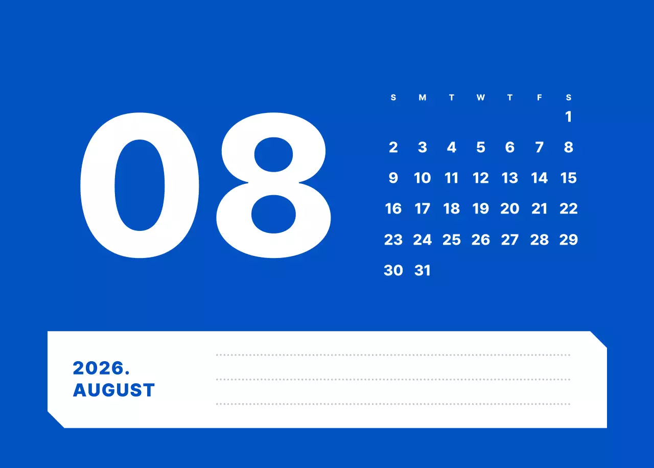 カラフルでシンプルな数字カレンダー