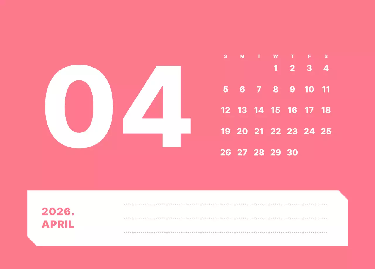 カラフルでシンプルな数字カレンダー