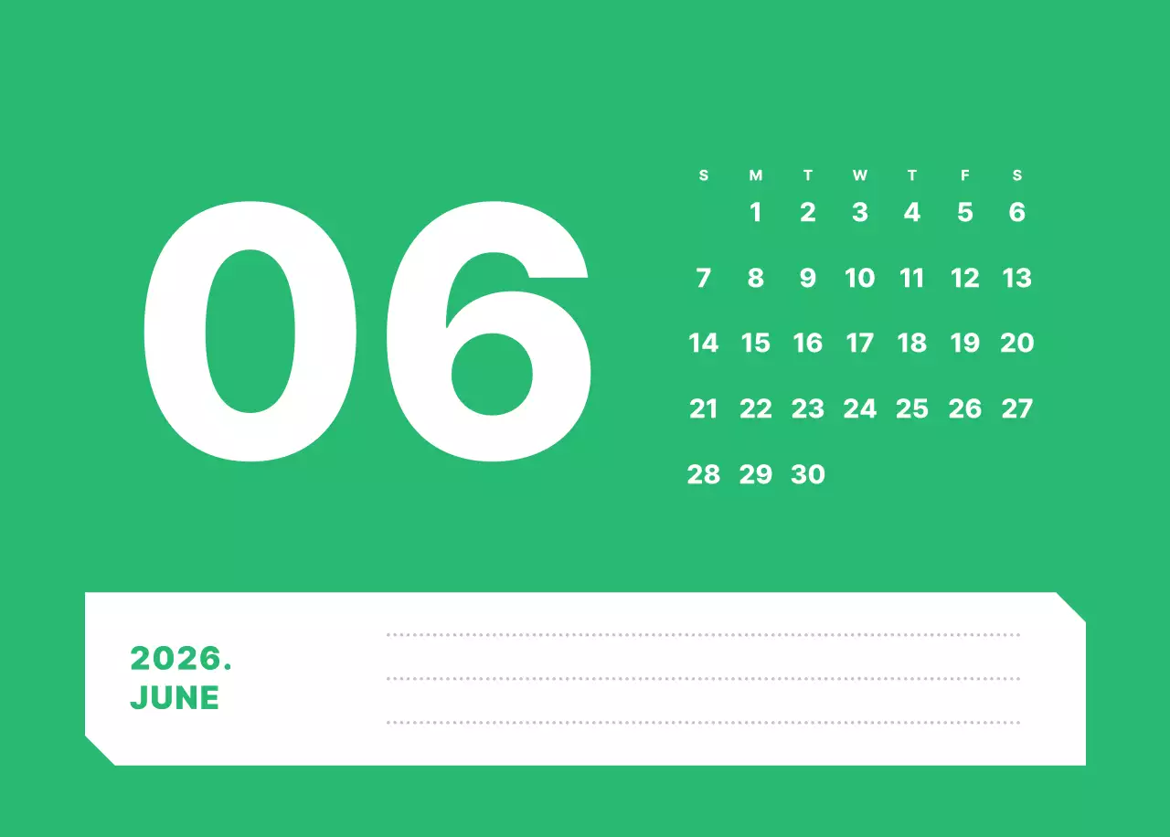 カラフルでシンプルな数字カレンダー