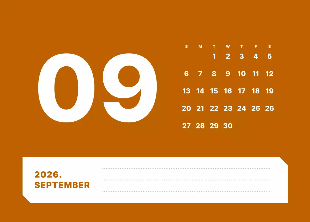 カラフルでシンプルな数字カレンダー