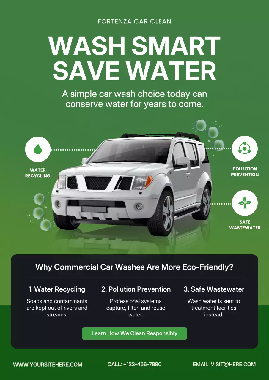Green Modern Car Wash Promotion Poster