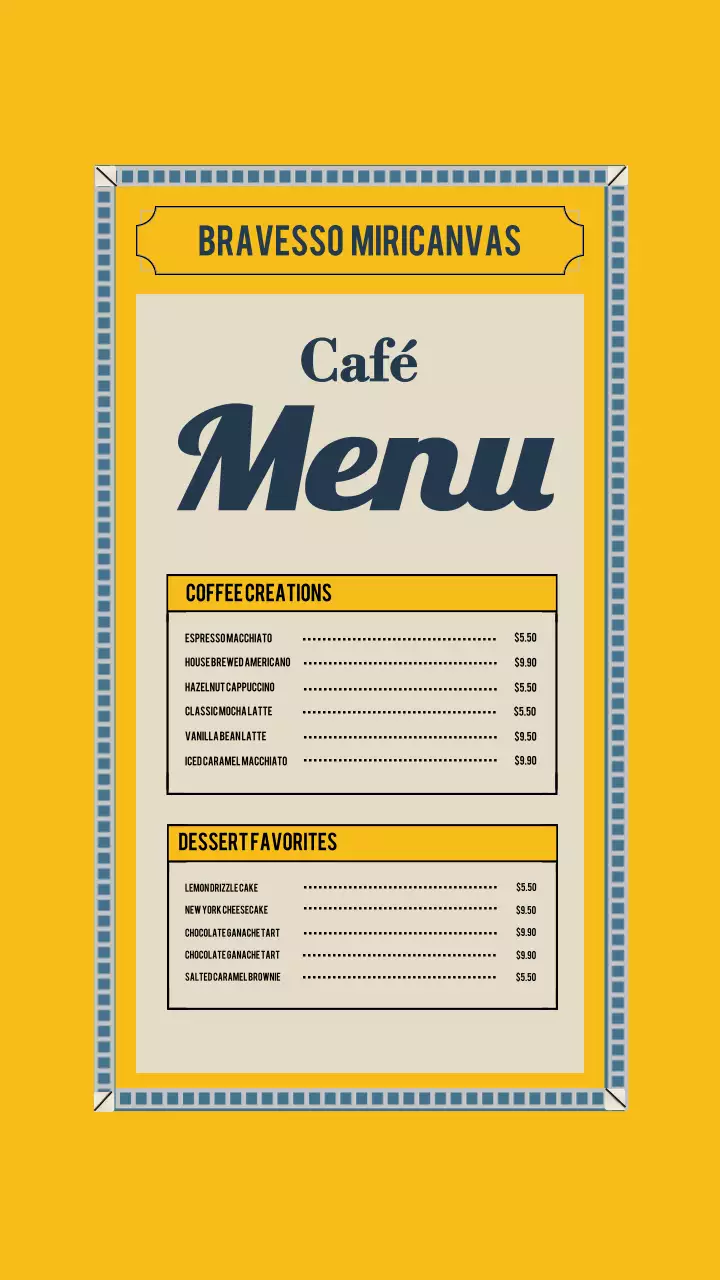 Yellow Vintage Cafe Menu Instagram Post