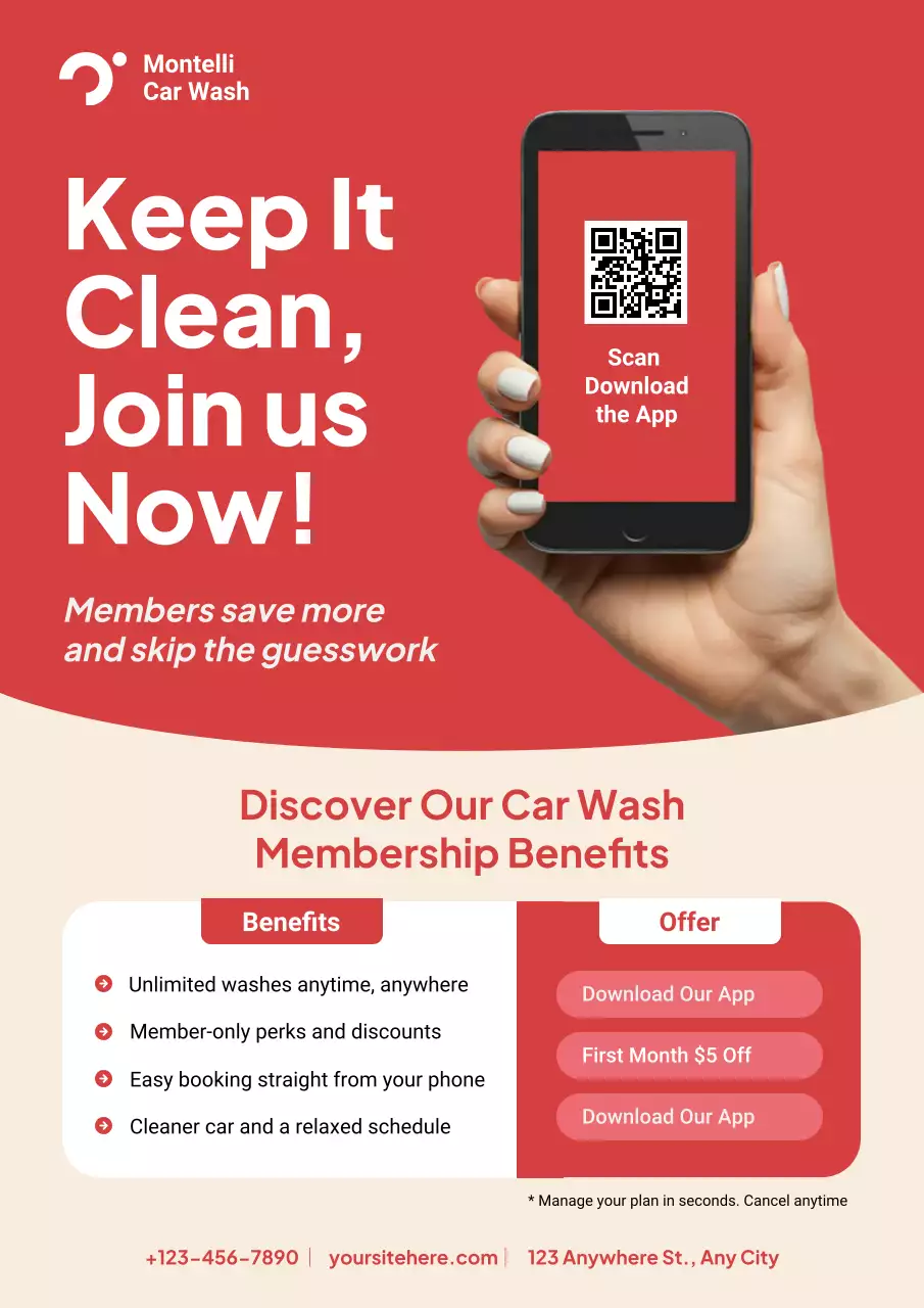 Bold Modern Car Wash Loyalty App Membership Promotion Poster