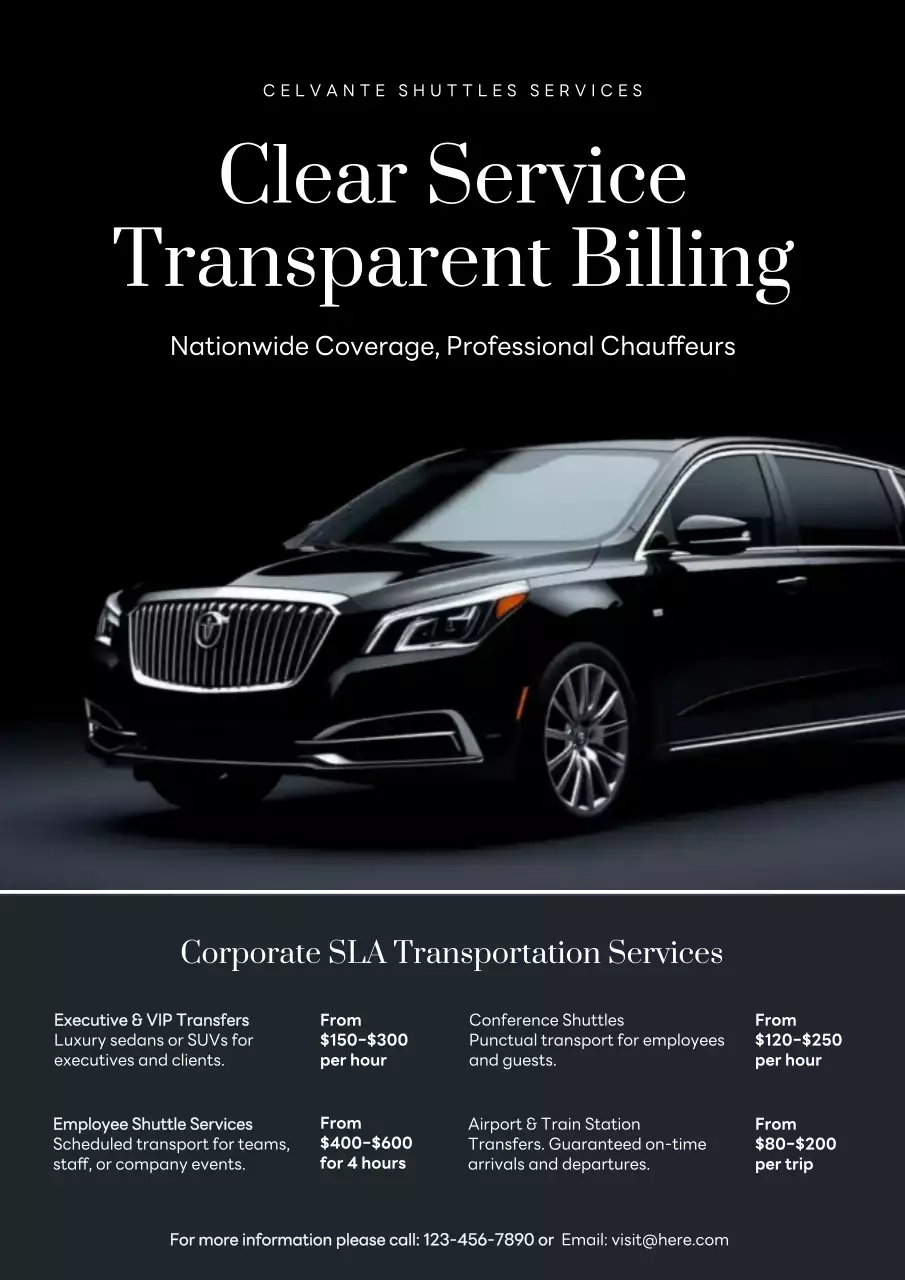 Black Professional Shuttle Advertisement Poster