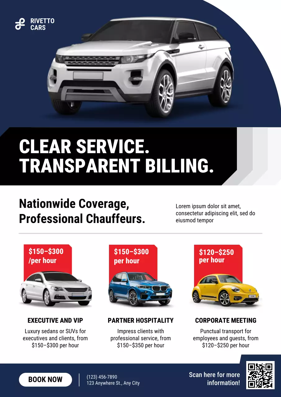 Navy Corporate Transportation Service Proposal and Rate Card Poster