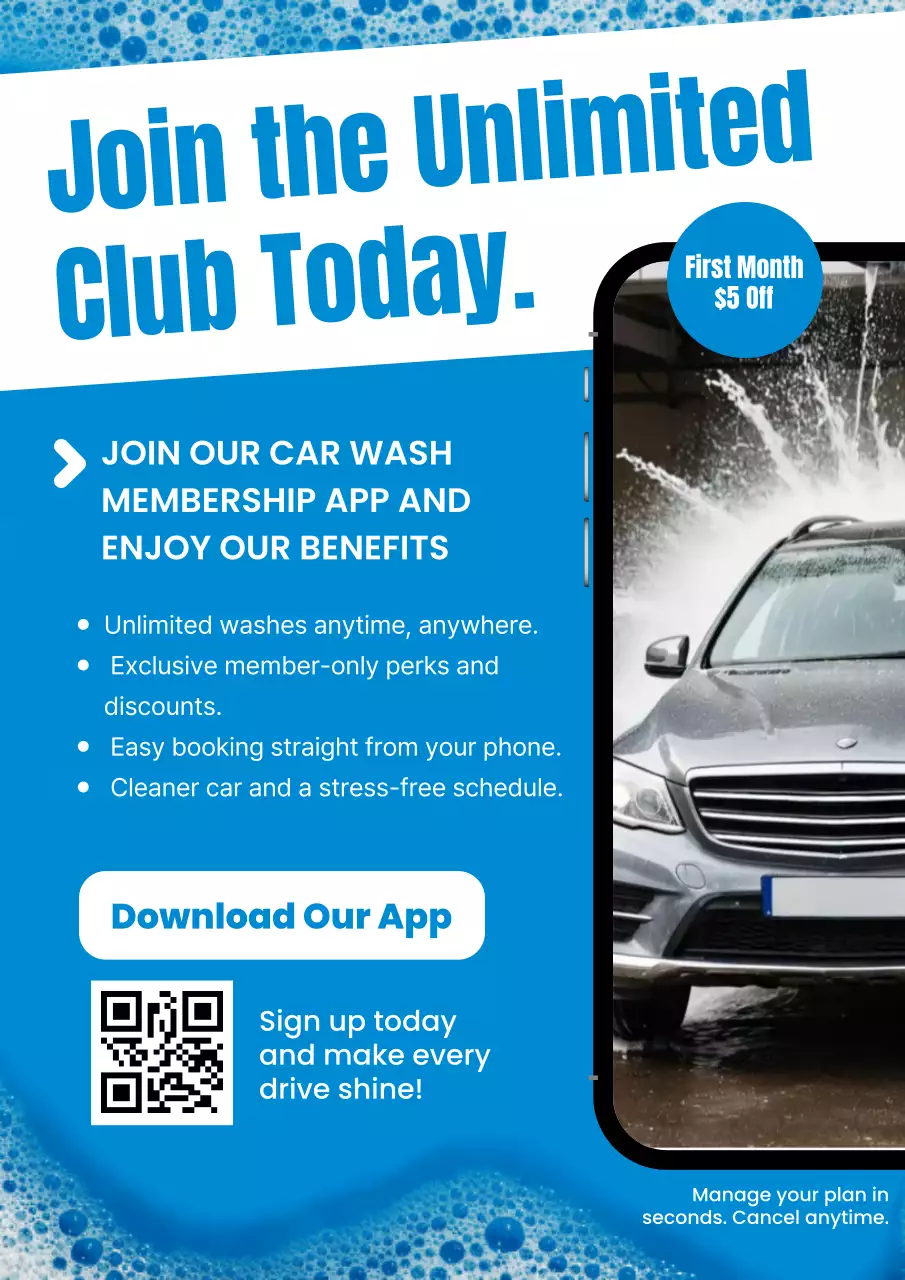 블루 모던 로열티 가입 웹 포스터