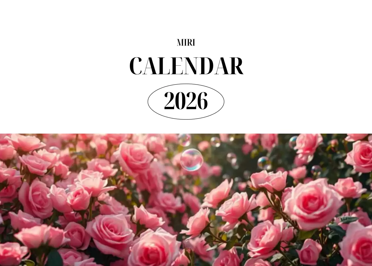 黒と白のシンプルな花写真カレンダー