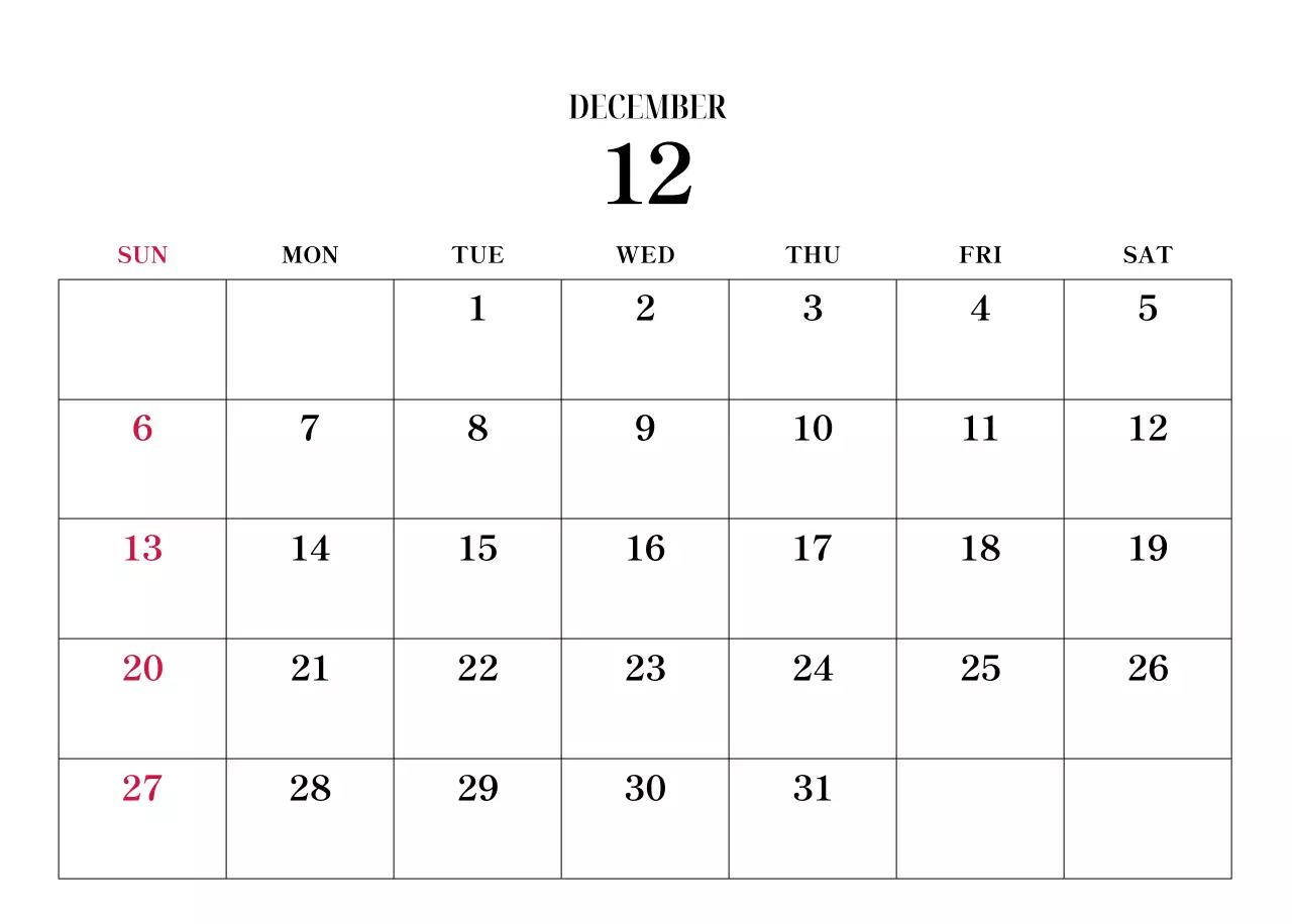 黒と白のシンプルな花写真カレンダー