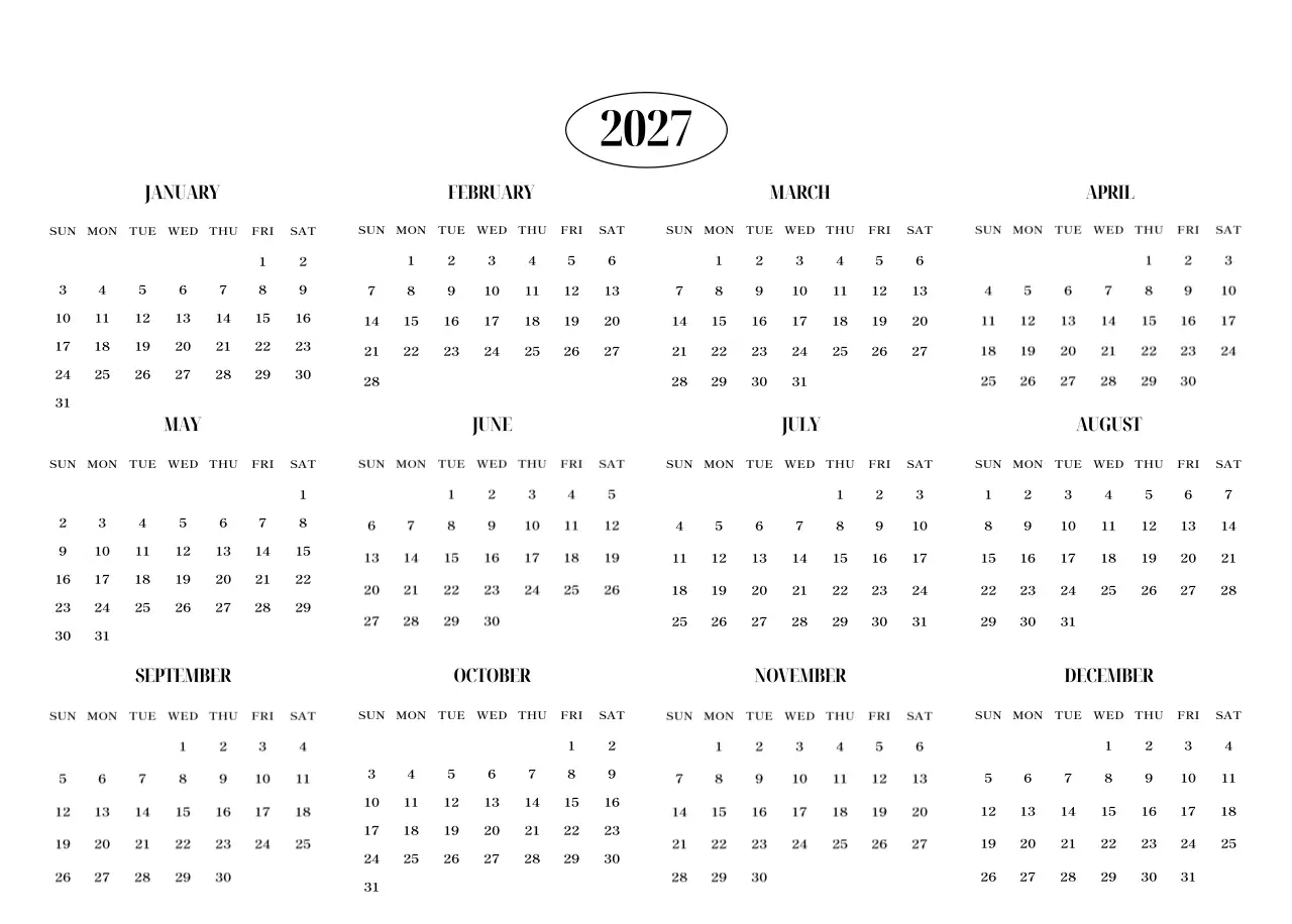 黒と白のシンプルな花写真カレンダー