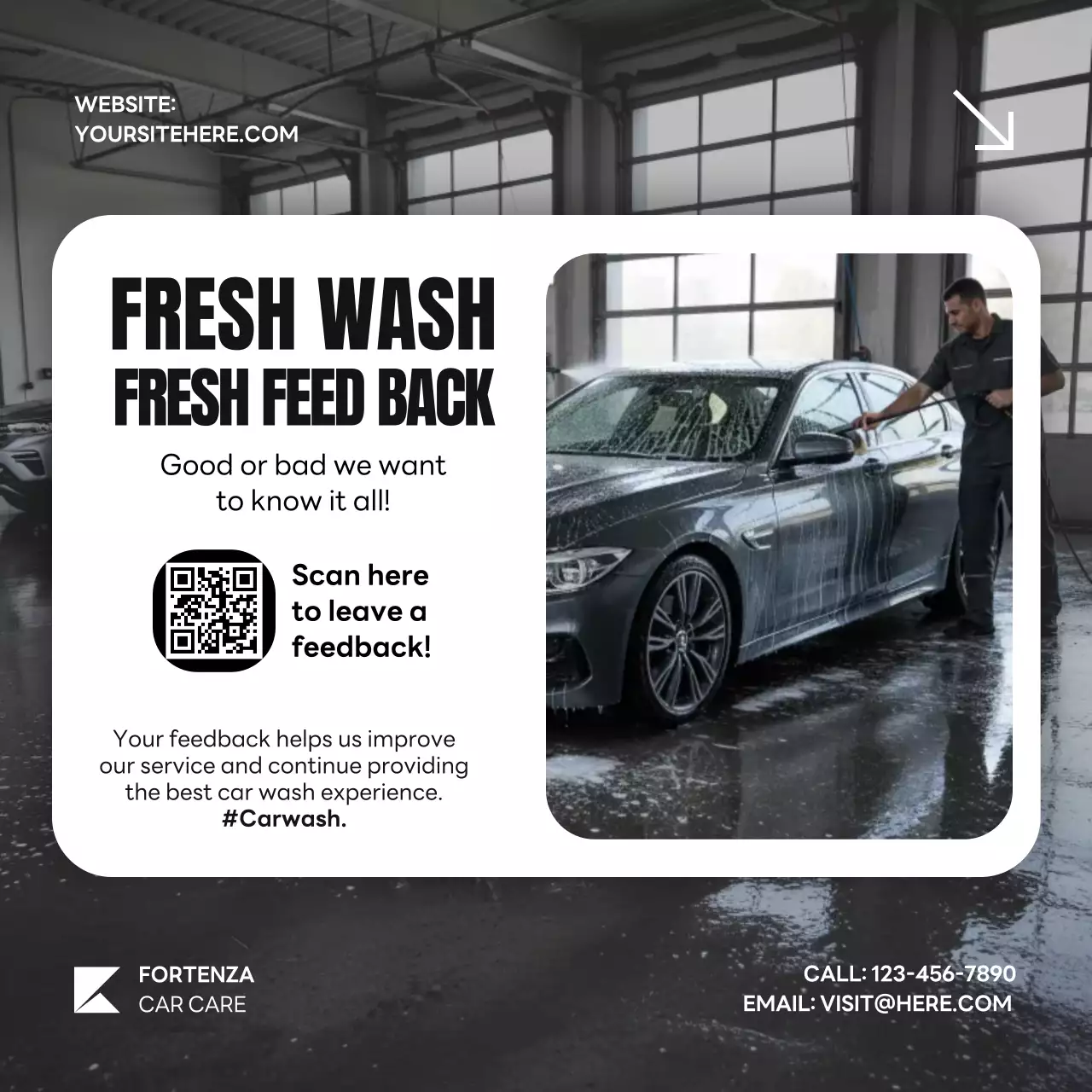 Grey Modern Car Care Review Instagram Post