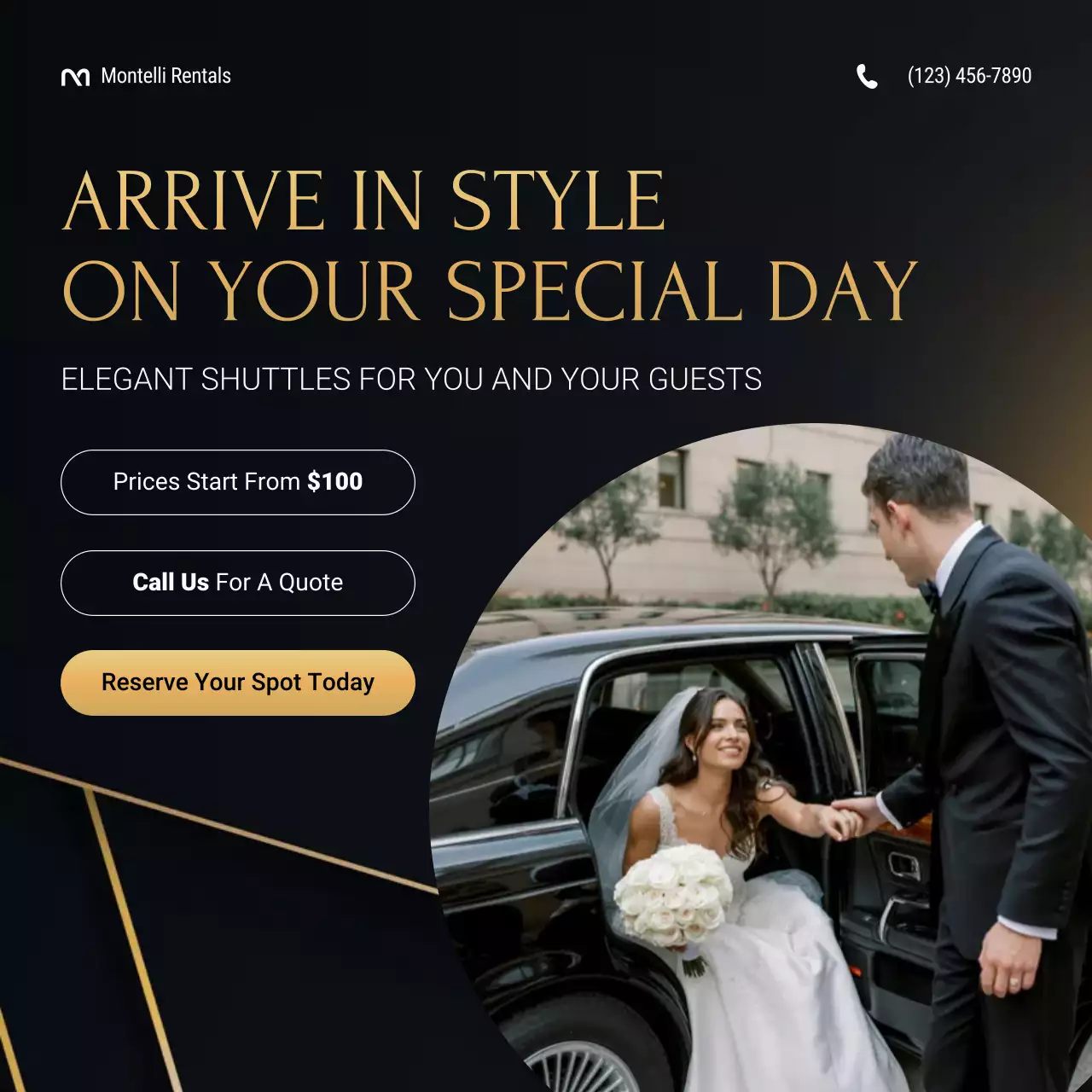 Luxury Modern Transportation Services Wedding Event Social Media Square