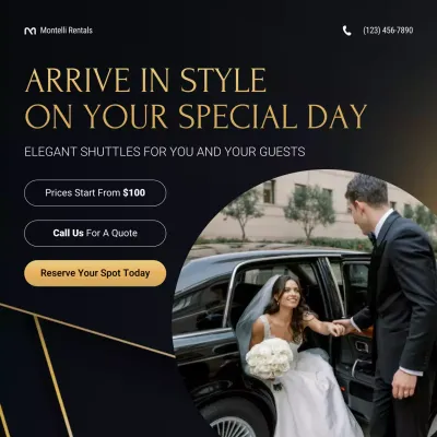 Luxury Modern Transportation Services Wedding Event Social Media Square