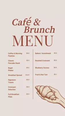 Beige Classic Brunch Menu Instagram Post