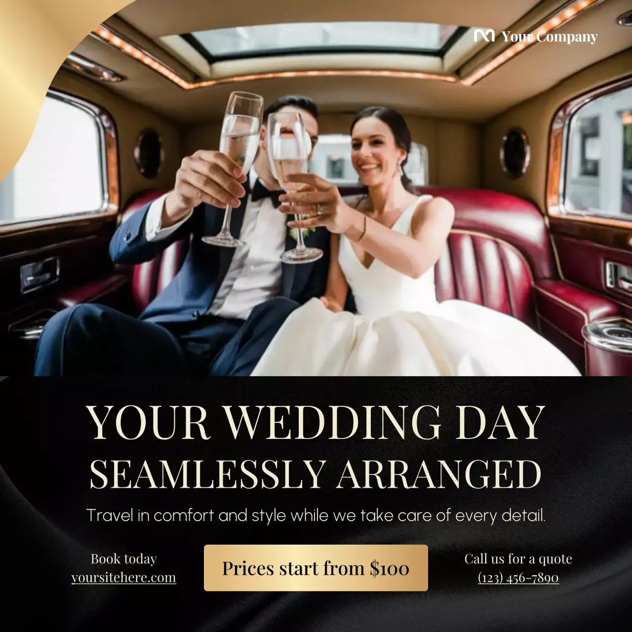 Luxury Transportation Services Wedding Day Event Social Media Square