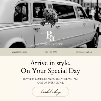 Elegant Wedding Shuttle Promotion Instagram Post
