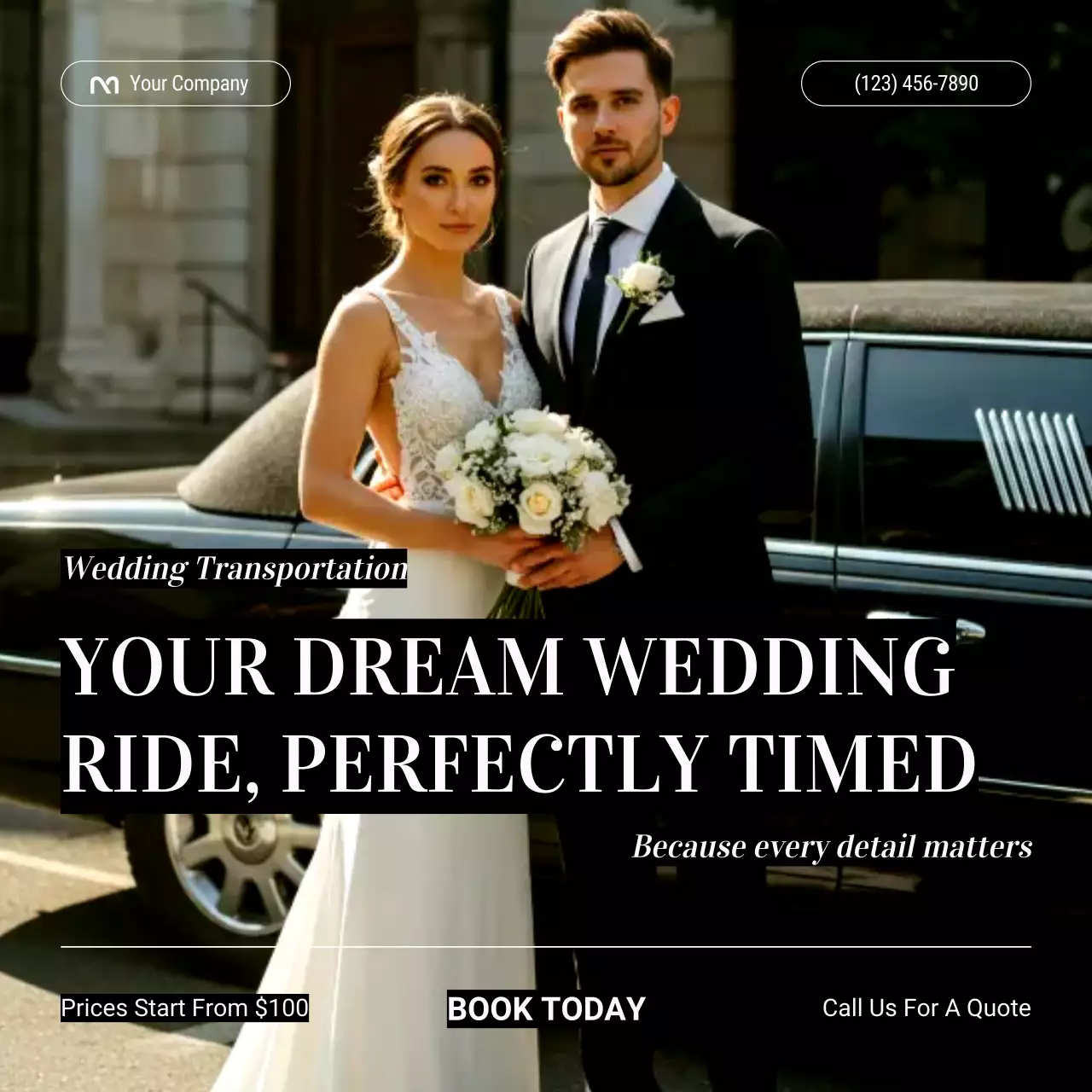 Elegance Modern Transportation Services Wedding Event Social Media Square