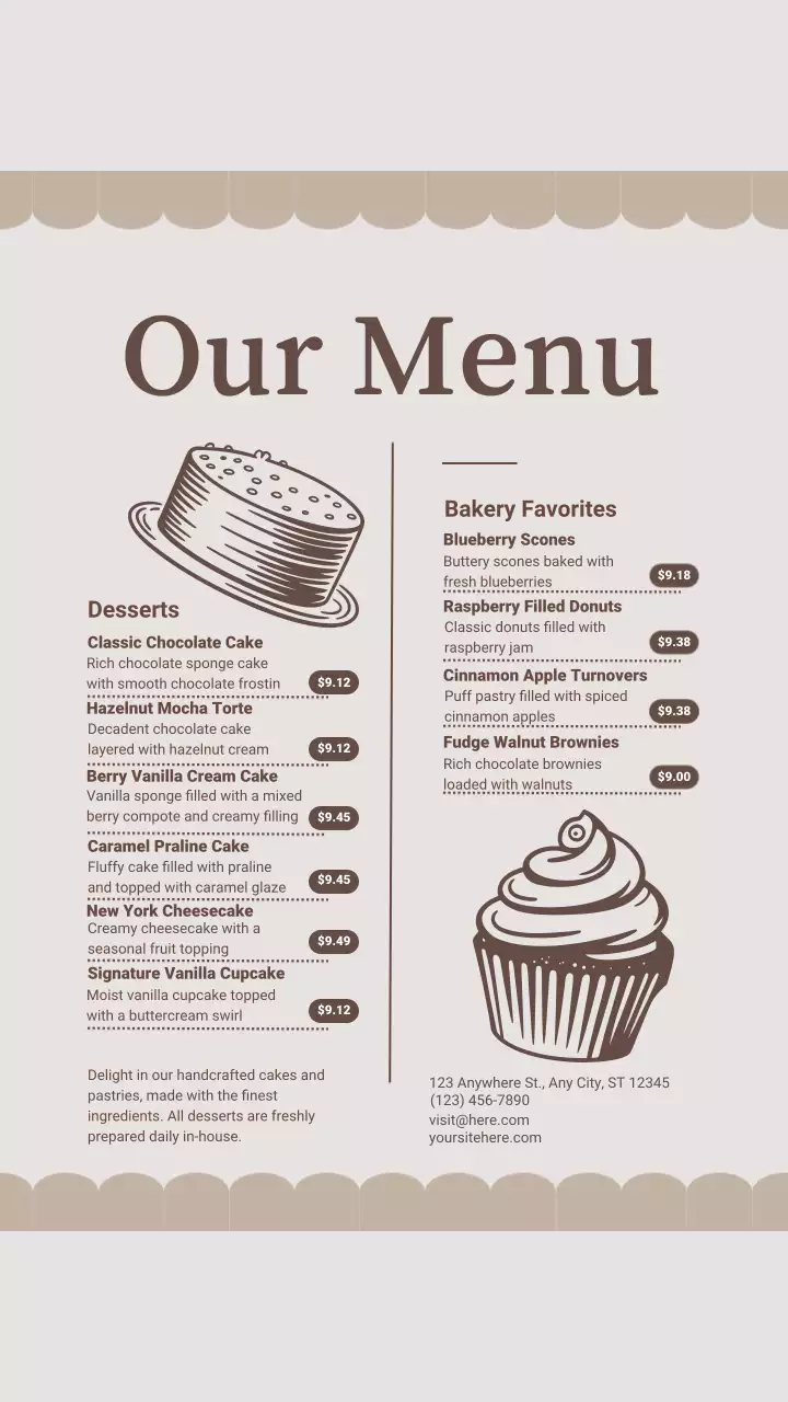 Beige Vintage Dessert Menu Instagram Post