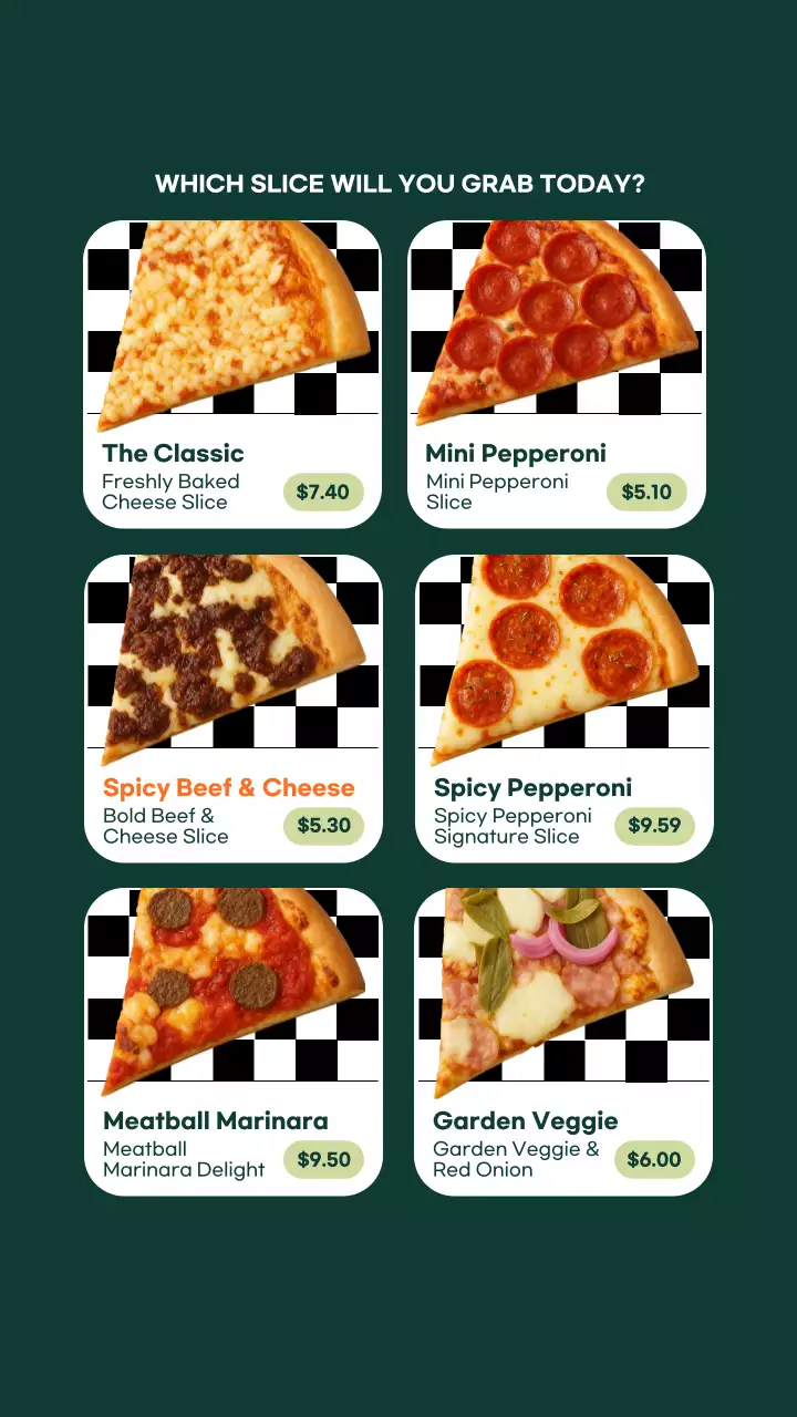 Green Modern Pizza Menu Instagram Post